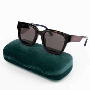 NEW Gucci GG1670SK 002 Havana Blue Grey Unisex Square Sunglasses GG 1670SK